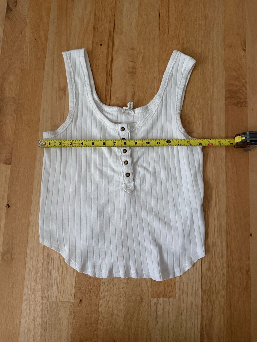 We The Free White Ribbed Henley Tank, sz. XS - Picture 3 of 4